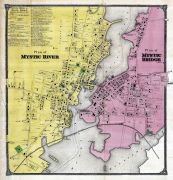 Mystic River Map, Mystic Bridge Map, New London County 1868
